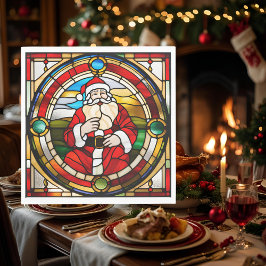Faux Glas in lood Sitting Santa Napkins Servet