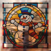 Faux glas-in-lood sneeuwpop groot raamsticker (Vel 2)