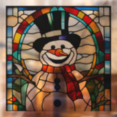 Faux glas-in-lood sneeuwpop groot raamsticker (Vel 2)