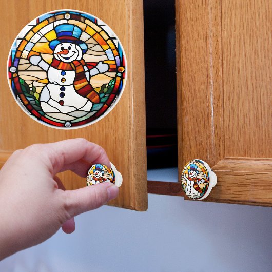 Faux Glas in lood Snowman Keramische Knop
