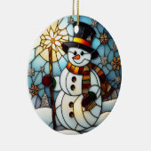 Faux Glas in lood Snowman Kerstversiering Keramisch Ornament (Rechts)