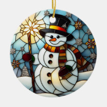 Faux Glas in lood Snowman Kerstversiering