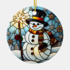 Faux Glas in lood Snowman Kerstversiering Keramisch Ornament