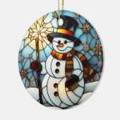 Faux Glas in lood Snowman Kerstversiering Keramisch Ornament (Links)