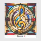 Faux Glas in lood Treble Clef Sticker (Vel)