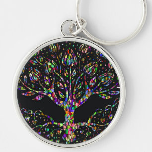 Faux Glas in lood Tree of Prosperity Sleutelhanger