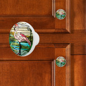 Faux Glas in lood Tropical Flamingo Keramische Knop