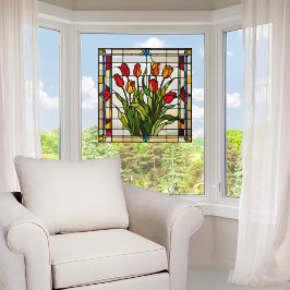 Faux Glas in lood Tulip Garden Raamsticker