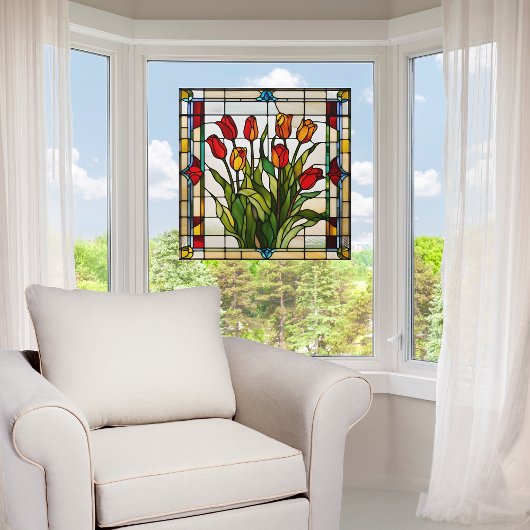 Faux Glas in lood Tulip Garden Raamsticker