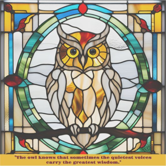 Faux Glas in lood Uil Sticker (Voorkant)