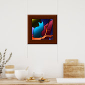 Faux Glas in lood Venster Kat Art Poster (Keuken)