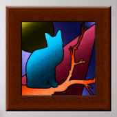 Faux Glas in lood Venster Kat Art Poster (Voorkant)