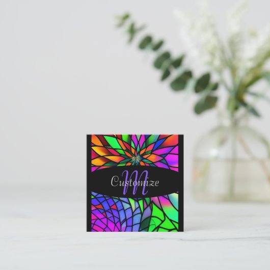 Faux Glas in lood Vierkante Visitekaartje (Staand voorkant)