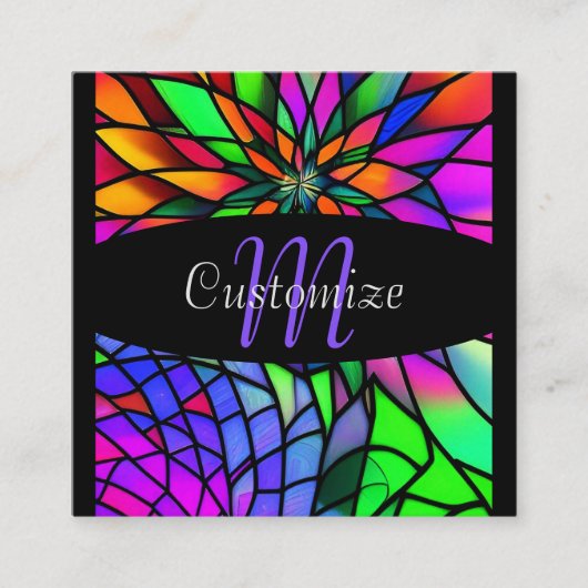 Faux Glas in lood Vierkante Visitekaartje (Voorkant)