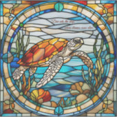 Faux Glas in lood Zee Schildpad Sticker (Voorkant)