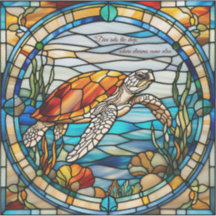 Faux Glas in lood Zee Schildpad Sticker