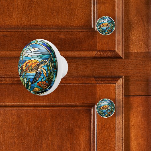 Faux Glas in lood Zee Turtle Keramische Knop