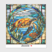 Faux Glas in lood Zee Turtle Sticker (Vel)