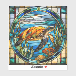 Faux Glas in lood Zee Turtle Sticker