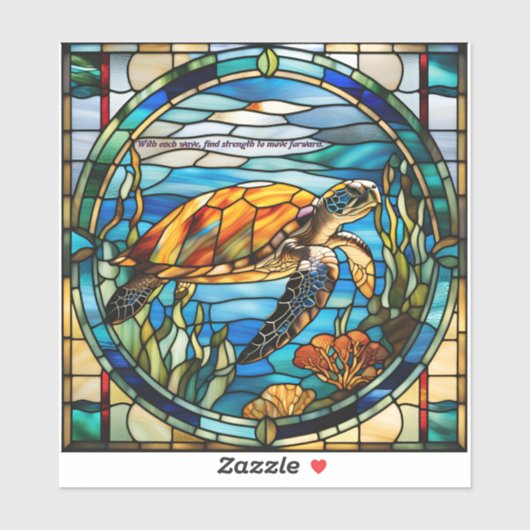 Faux Glas in lood Zee Turtle Sticker (Vel)