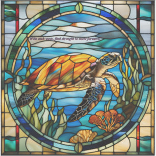 Faux Glas in lood Zee Turtle Sticker