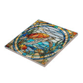 Faux Glas in lood Zee Turtle Tegeltje (Zijkant)