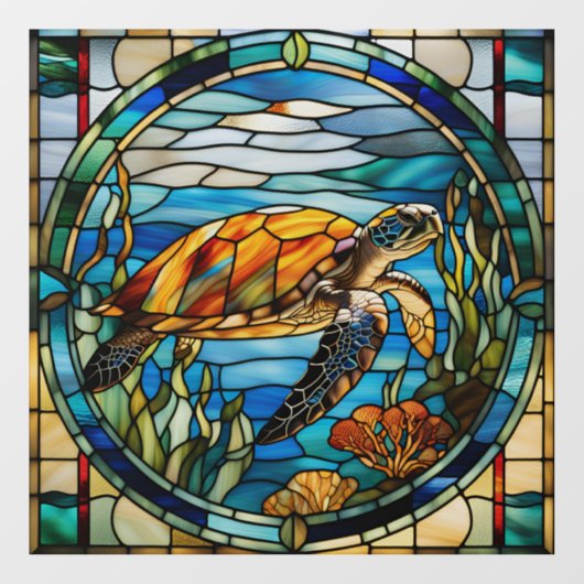 Faux Glas in lood Zee Turtle Window Cling Raamsticker (Vel)