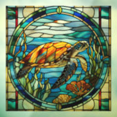 Faux Glas in lood Zee Turtle Window Cling Raamsticker (Vel 3)