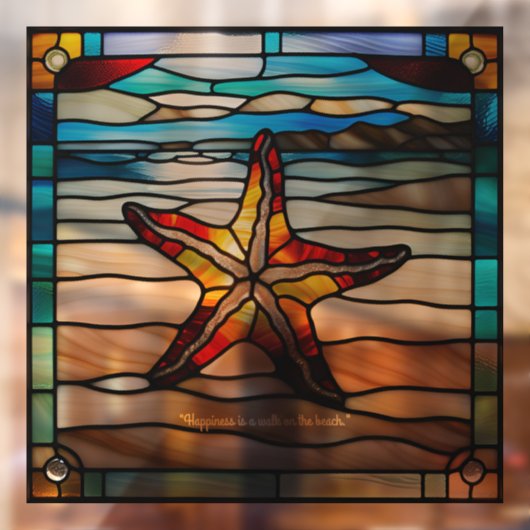 Faux glas-in-lood  zeester raamsticker (Vel 2)