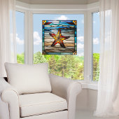 Faux glas-in-lood  zeester raamsticker