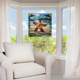 Faux glas-in-lood  zeester raamsticker