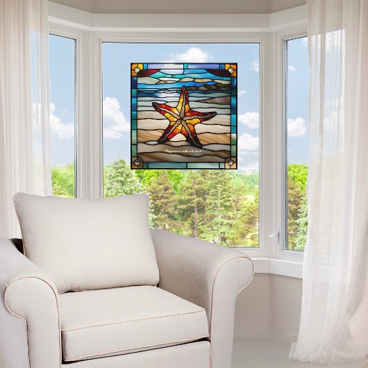 Faux glas-in-lood  zeester raamsticker