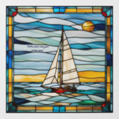 Faux glas-in-lood  zeilboot raamsticker (Vel)