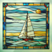 Faux glas-in-lood  zeilboot raamsticker (Vel 3)