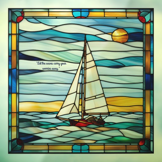 Faux glas-in-lood  zeilboot raamsticker (Vel 3)