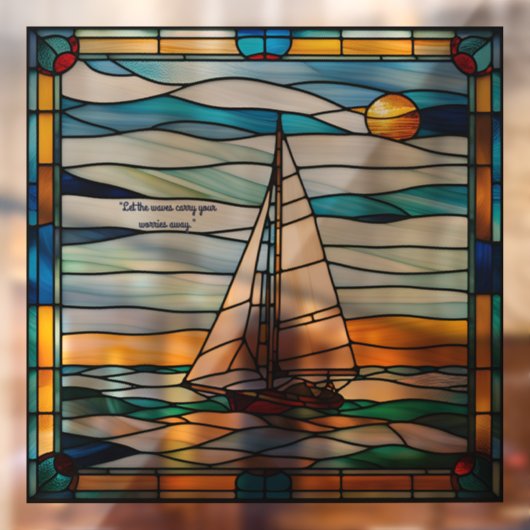Faux glas-in-lood zeilboot raamsticker (Vel 2)