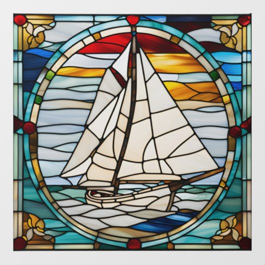 Faux Glas in lood zeilboot Raamsticker (Vel)