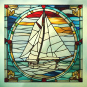 Faux Glas in lood zeilboot Raamsticker (Vel 3)