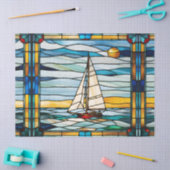 Faux Glas in lood Zeilboot voor Decoupage Craft Tissuepapier (Craft)