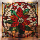 Faux-glas-in-loodramen poinsettia large raamsticker (Vel 2)