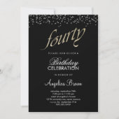 Faux Glitter 40th Birthday Invitation Kaart (Voorkant)