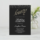 Faux Glitter 40th Birthday Invitation Kaart (Staand voorkant)