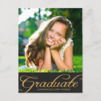 Faux Glitter Afstuderen Nodig Briefkaart/Zwart uit