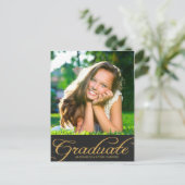 Faux Glitter Afstuderen Nodig Briefkaart/Zwart uit Uitnodiging Briefkaart (Staand voorkant)