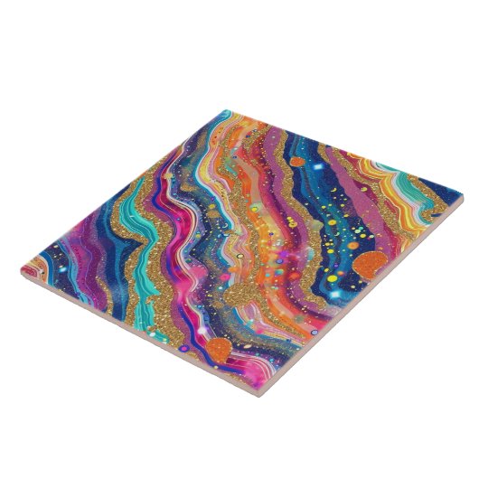 Faux glitter agaat patroon tegeltje (Zijkant)