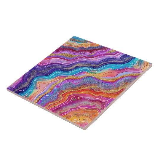 Faux glitter agaat patroon tegeltje (Zijkant)