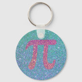  Faux Glitter Aquamarine Blue Pink Number Pi Sleutelhanger (Voorkant)