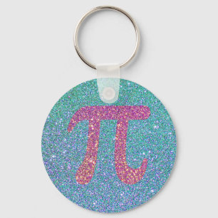  Faux Glitter Aquamarine Blue Pink Number Pi Sleutelhanger