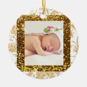  Faux Glitter Baby Foto Kerst Ornament (Voorkant)