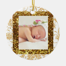  Faux Glitter Baby Foto Kerst Ornament